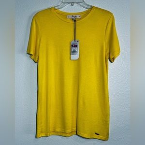 Koala Bay Women’s Denisse Short Sleeve Yellow Viscose T-Shirt Size Large